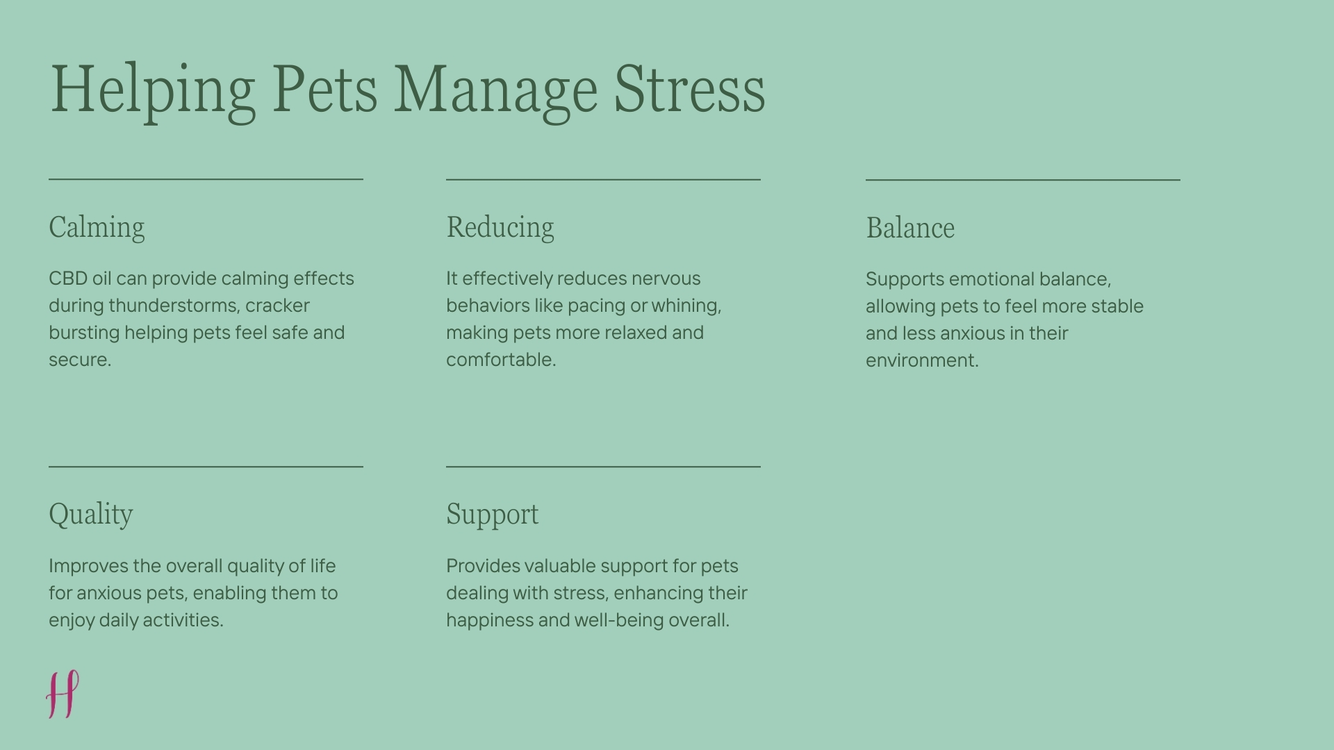 Helping pet manage stress